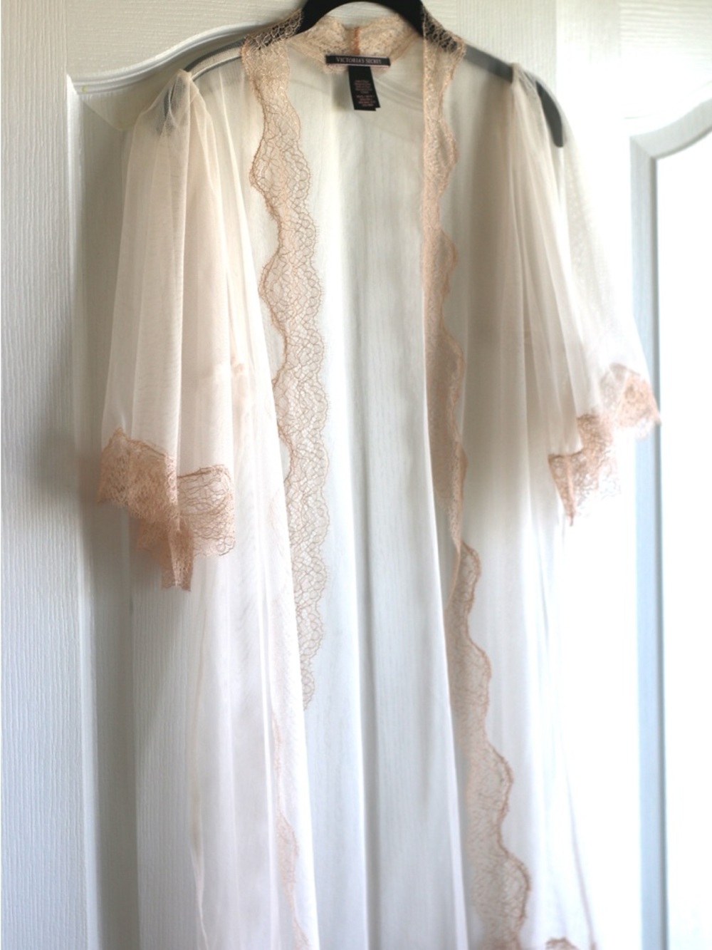 ❗️LAST CALL Victoria's Secret Sheer Lace-Trim Robe in Blush Pink (NWOT)